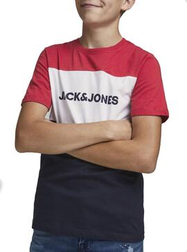 T-Shirt Jack & Jones Logo Blocking Vermelho Menino