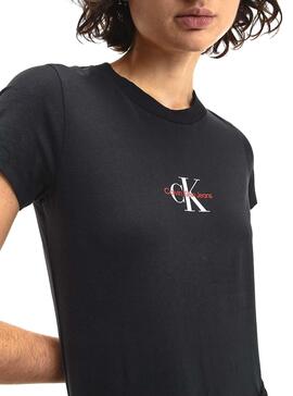 T-Shirt Calvin Klein Monogram Slim Preto Mulher