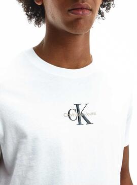 T-Shirt Calvin Klein Monogram Logo Branco Homem