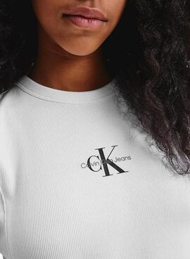 T-Shirt Calvin Klein Monogram Branco para Menina