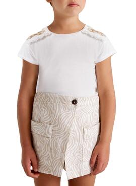 T-Shirt Mayoral Embroidery Branco para Menina