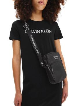 Bolsa de Ombro Calvin Klein Logo Tape Preto para Crianças