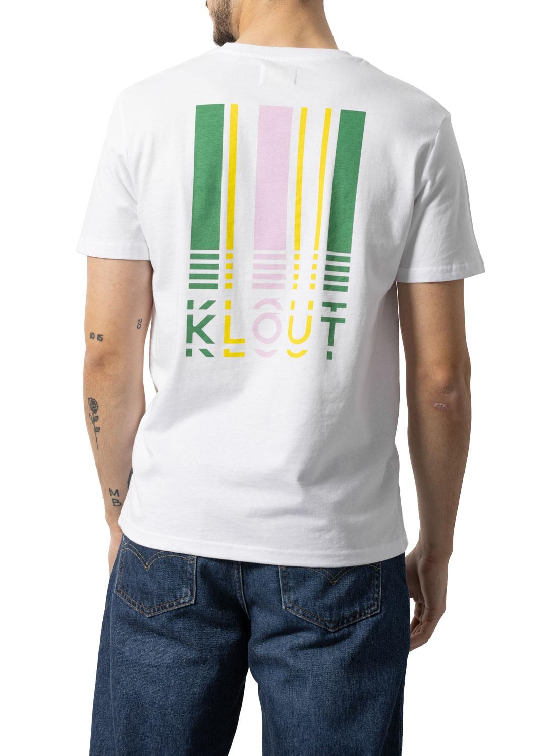 T-Shirt Klout Barcode Branco para Homem e Mulher