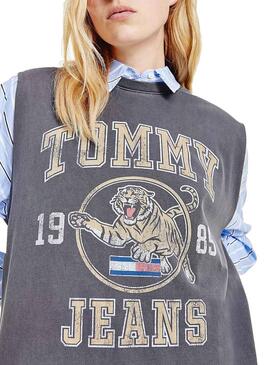 Vestido Tommy Jeans Vintage College Midi Preto