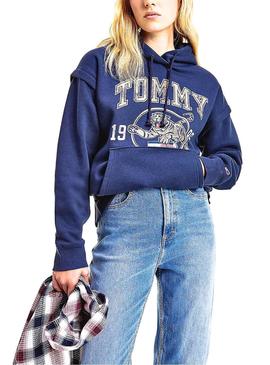 Sweat Tommy Jeans College Tigre Azul Marinho Mulher