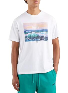 T-Shirt Levis Relaxed Wave Branco para Homem