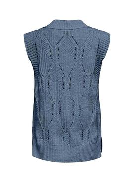 Colete Only Lasta Knitted Azul para Mulher