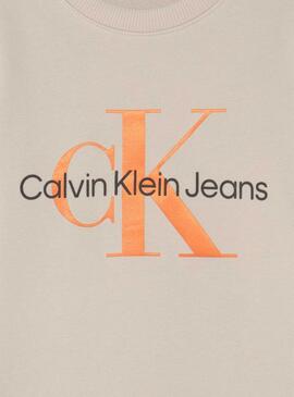 Sweat Calvin Klein Jumpsuitgram Logo Bege Crianças