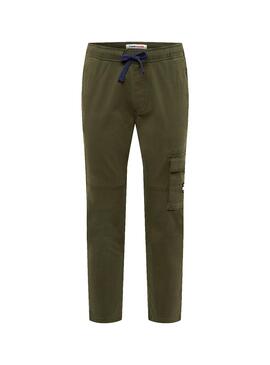 Pantalon Tommy Jeans Dobby Cargo Verde para Homem