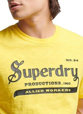 T-Shirt Superdry Vintage Merch Amarilla Homem