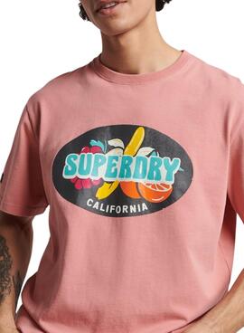 T-Shirt Superdry Vintage Ranchero Rosa Homem