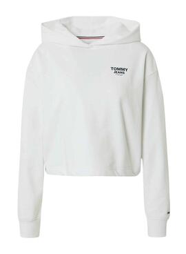 Sweat Tommy Jeans Bxy Crop Taping  Branco Mulher