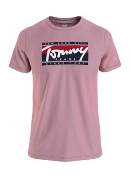 T-Shirt Tommy Jeans Essencial Rosa Para Homem