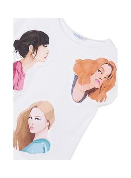 T-Shirt Mayoral Face Branco Para Menina