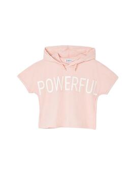 T-Shirt Mayoral Capuz Rosa Mensagem Para Menina