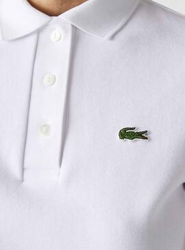 Polo Lacoste Regular Fit Branco Para Mulher