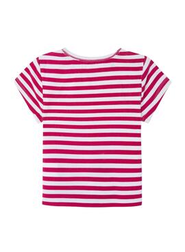 T-Shirt Pepe Jeans Hannon Listras Vermelho Para Menina