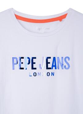 T-Shirt Pepe Jeans Azevinho Branco Para Menina