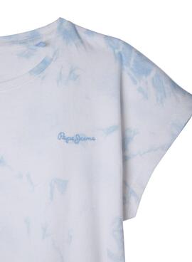 T-Shirt Pepe Jeans Hilary Tie Dye Azul Para Menina