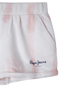 Short Pepe Jeans Grace Tie Dye Rosa Para Menina