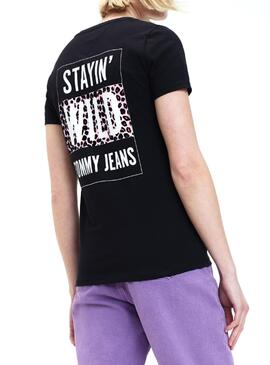 T-Shirt Tommy Jeans Stay Wild Preto Mulher