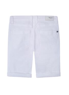 Bermuda Pepe Jeans Becket Denim Branco Para Menino