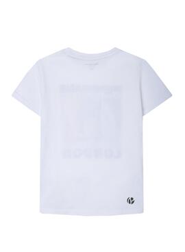 T-Shirt Pepe Jeans Chamada Branco Para Menino