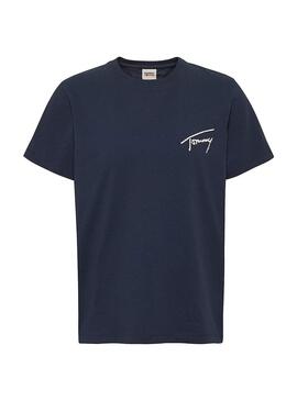 T-Shirt Tommy Jeans Signature Azul Marinho Para Mulher