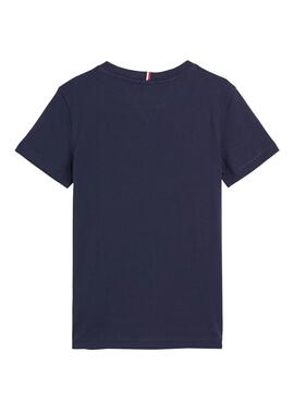 T-Shirt Tommy Hilfiger Logo Azul Marinho Para Menino