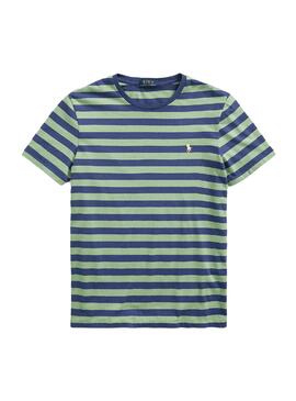 T-Shirt Polo Ralph Lauren Slim Listras Verde Homem