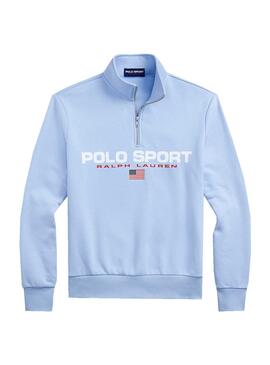 Sweat Polo Ralph Lauren Sport Zíper Azul Homem