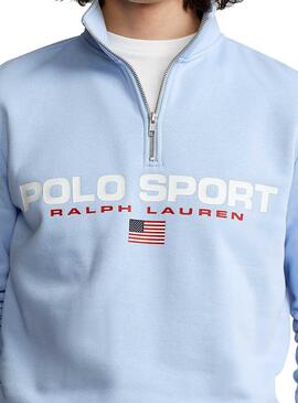 Sweat Polo Ralph Lauren Sport Zíper Azul Homem