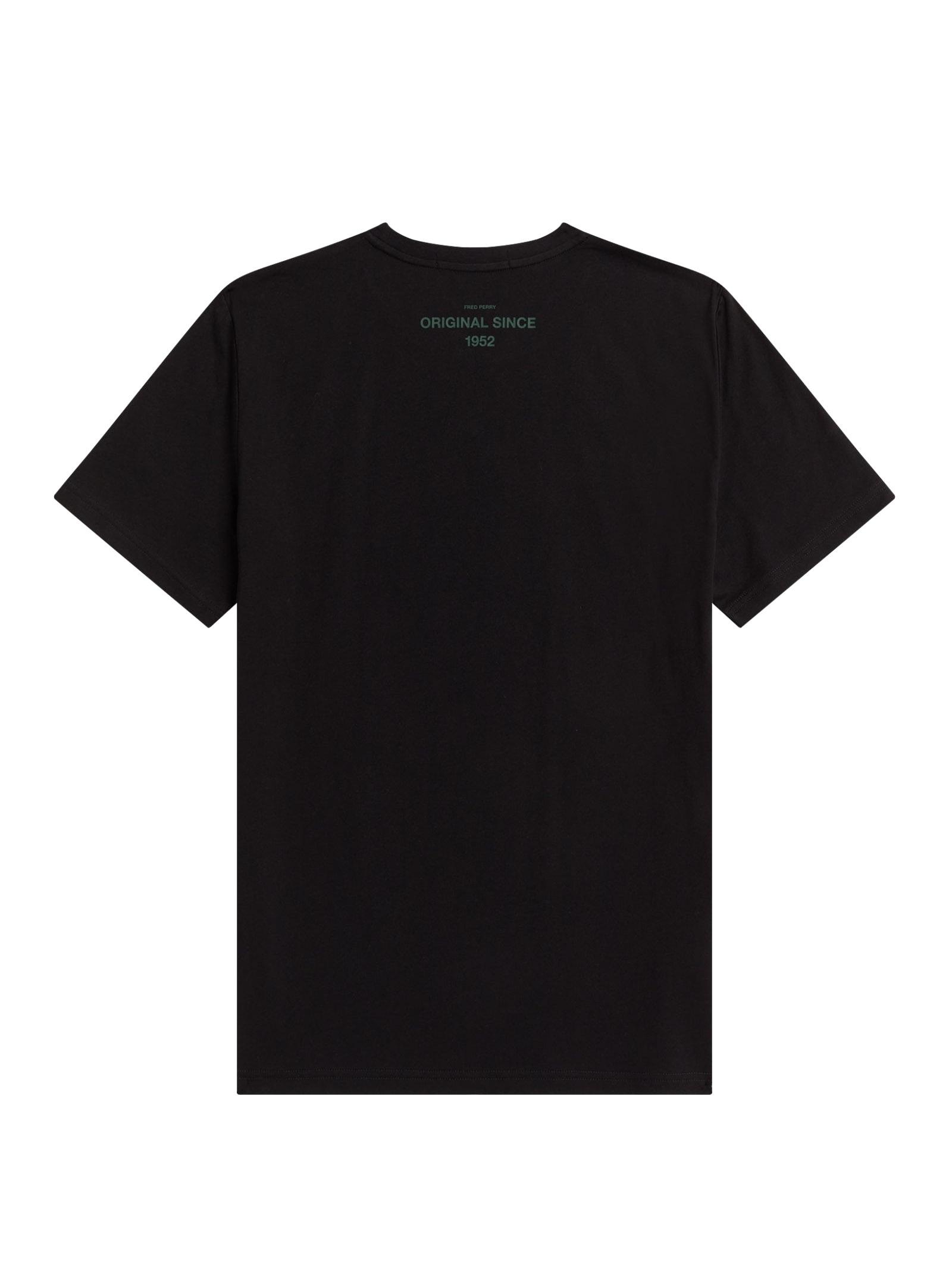 T-Shirt Fred Perry Gráfico Abstrato Preto Homem