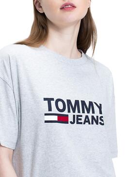 T- Shirt Tommy Jeans Flag Cinza