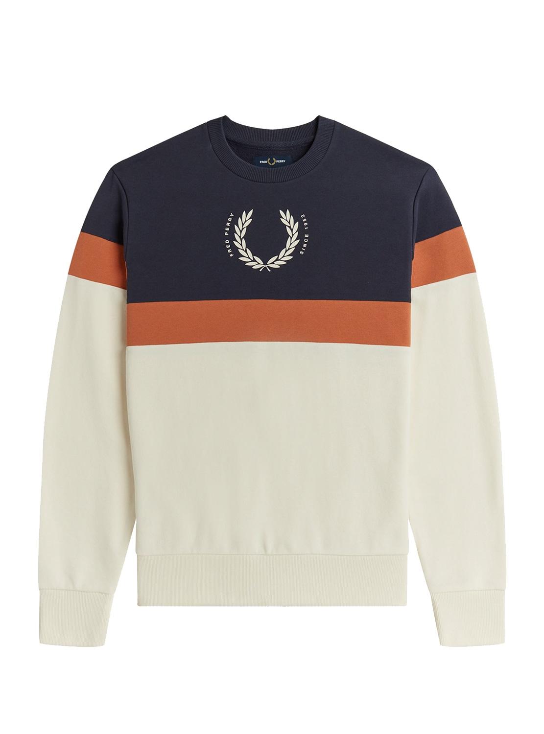 Sweat Fred Perry Print Block Bege Para Homem