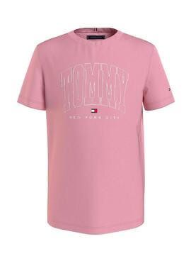 T-Shirt Tommy Hilfiger Bold Varsity Rosa Menino