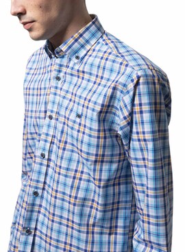 Camisa Klout Madras Azul para Homem