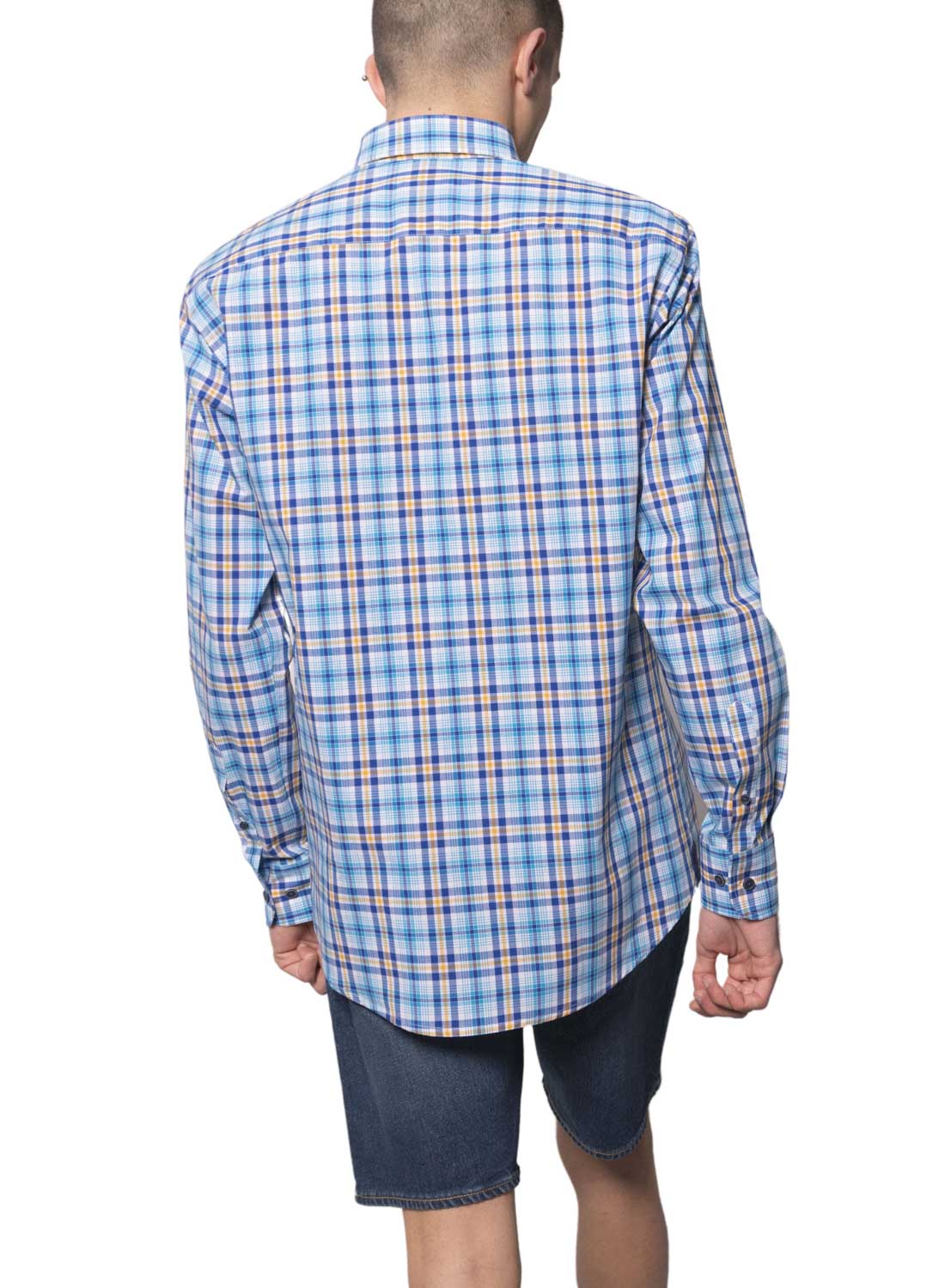 Camisa Klout Madras Azul para Homem