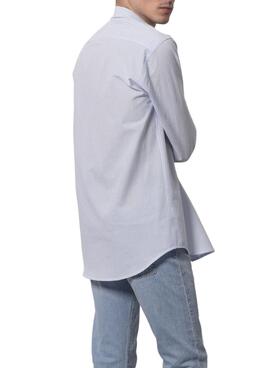 Camisa Klout Polera MilListras Azul y Branco Homem