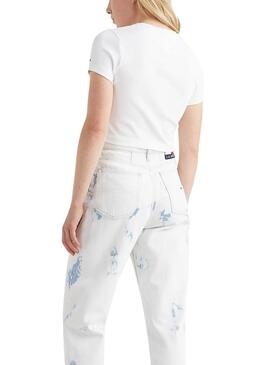 T-Shirt Tommy Jeans Baby Crop Branco para Mulher