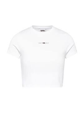 T-Shirt Tommy Jeans Baby Crop Branco para Mulher