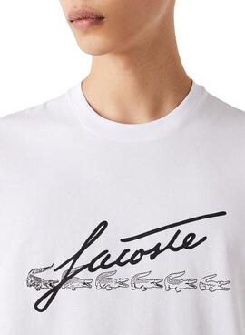 T-Shirt Lacoste Firma Branco para Homem