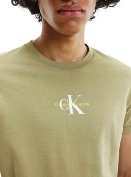T-Shirt Calvin Klein Monogram Logo Verde Homem