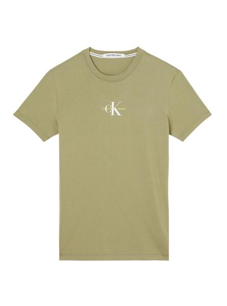 T-Shirt Calvin Klein Monogram Logo Verde Homem