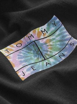 T-Shirt Tommy Jeans Flag Tie Dye Preto Homem