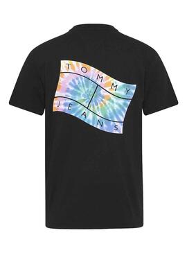 T-Shirt Tommy Jeans Flag Tie Dye Preto Homem