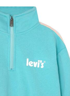 Sweat Levis Half Zip Logo Azul para Menina
