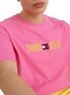 T-Shirt Tommy Jeans ABO POP Rosa para Homem