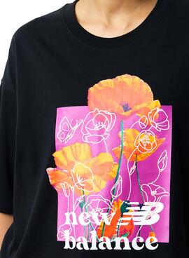 T-Shirt New Balance Essentials Super Bloom Preto