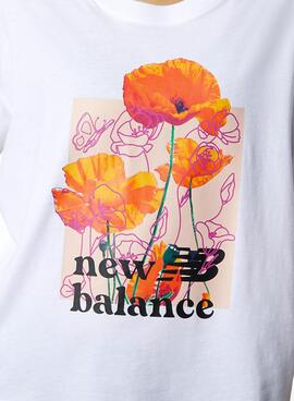 T-Shirt New Balance Essentials Super Bloom Branco